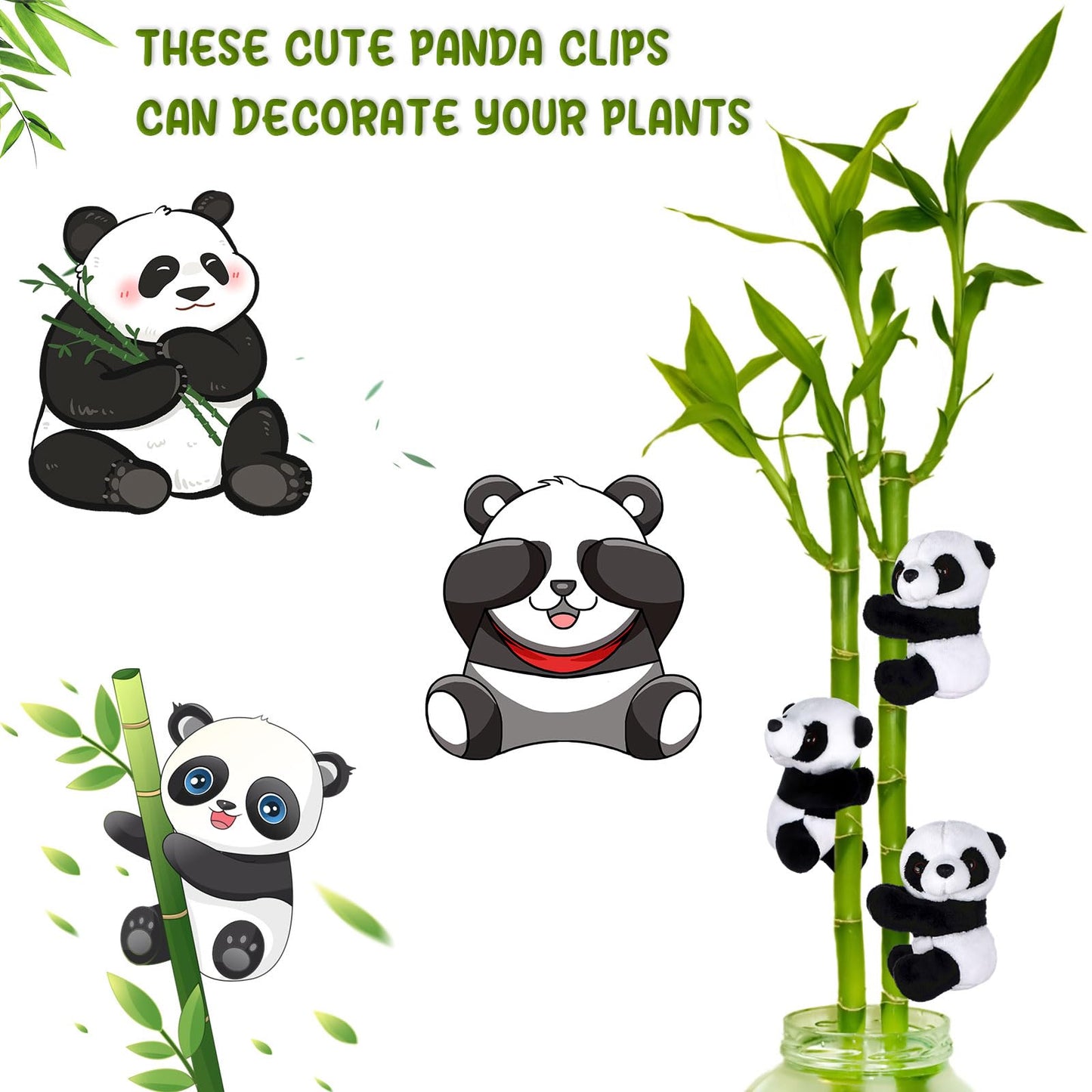 Haiabei 12Pcs Finger Panda Plush Clips – 4-Inch Curtain Holders, Photo Clips & Desk Clips
