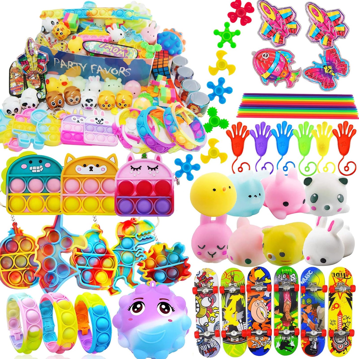HAICORO 109 PCS Premium Party Favors Toys for Kids – Fidget Pop Its, Keychains, Puzzles