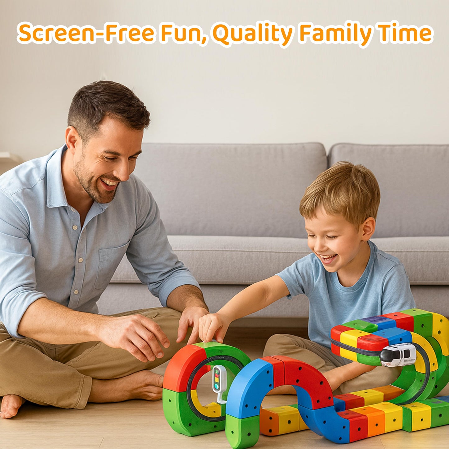 HaiiuzHi Magnetic 3D Race Track Train Set with Motorized Car