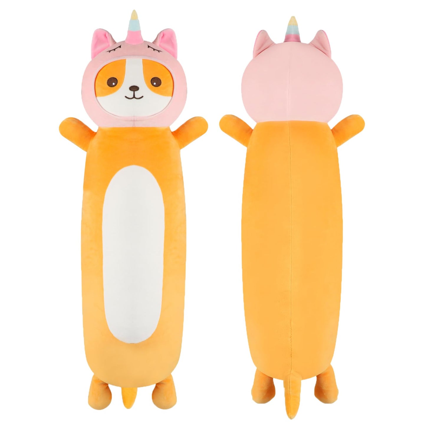 HAIJUNYA 22-Inch Kawaii Unicorn Dog Plush Pillow – Soft Long Body Pillow for Kids
