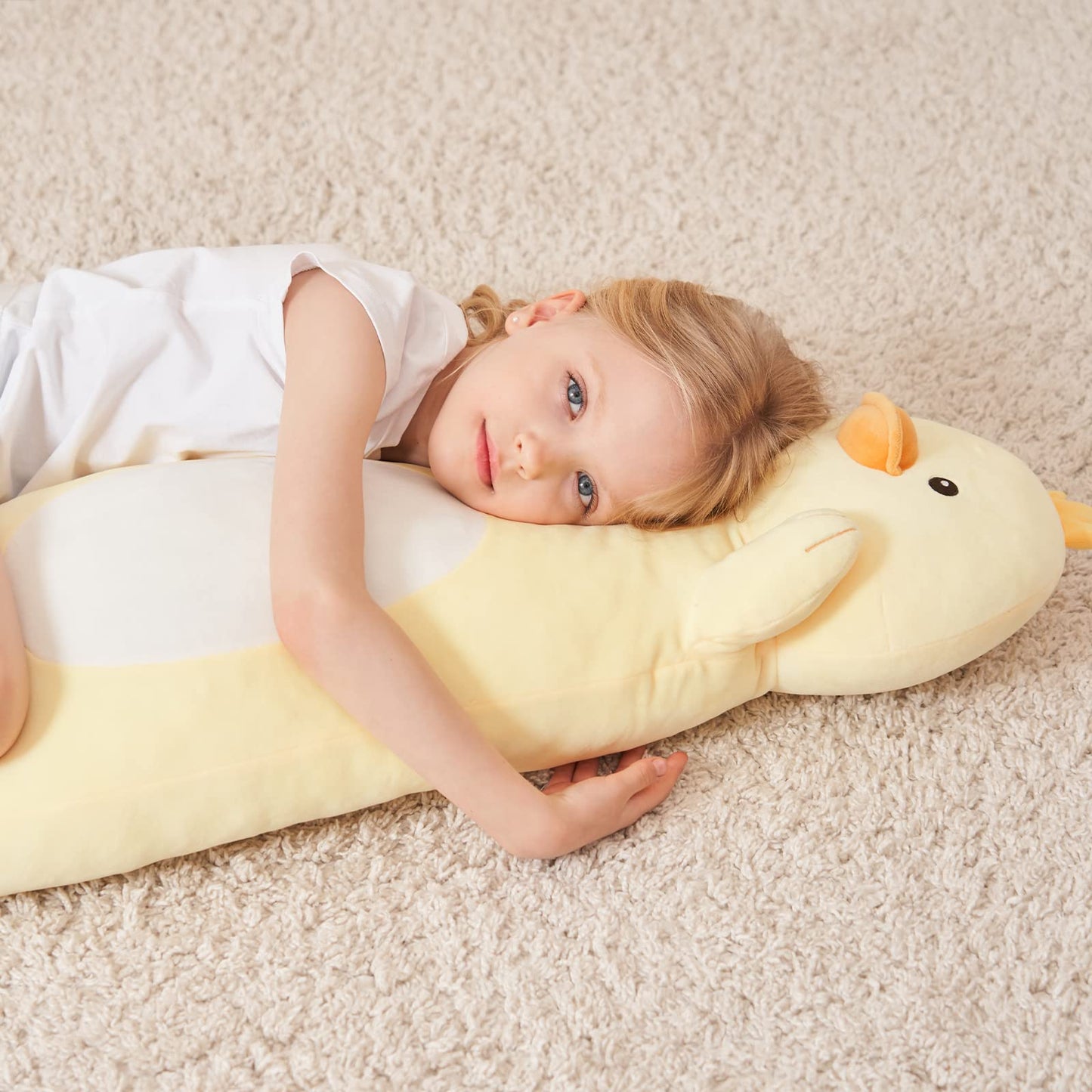 HAIJUNYA 36-inch Long Duck Plush Body Pillow - Kawaii Yellow Duck Squishy Plush, Gift for Kids
