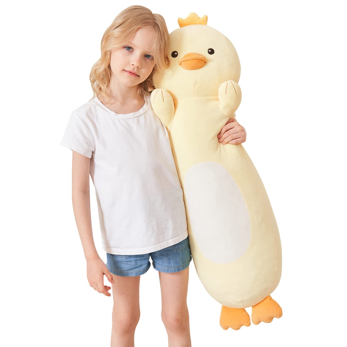 HAIJUNYA 36-inch Long Duck Plush Body Pillow - Kawaii Yellow Duck Squishy Plush, Gift for Kids