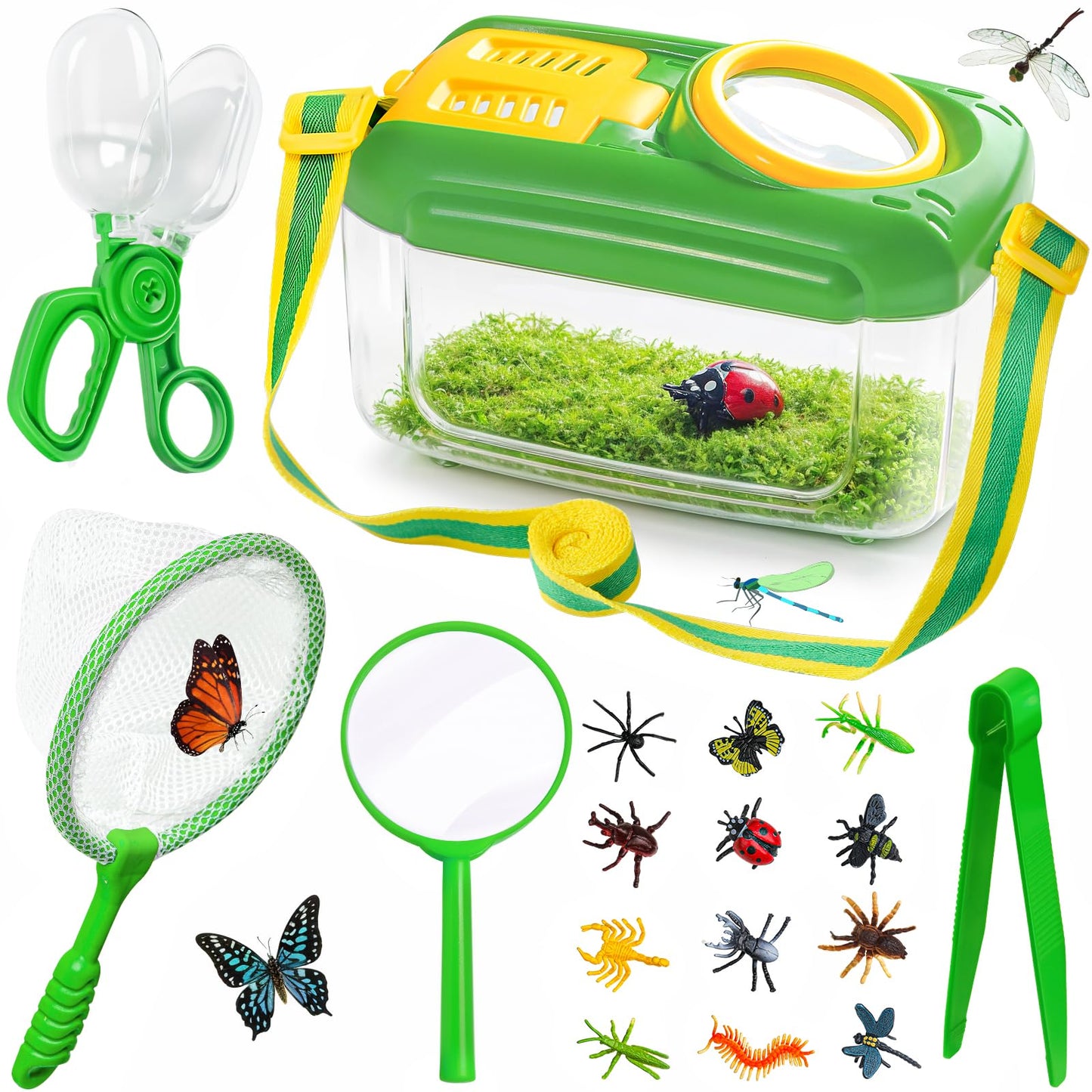 HAIMST Bug Catcher Kit for Kids – 17-Piece Outdoor Explorer Set with Magnifier, Net, and Tweezers
