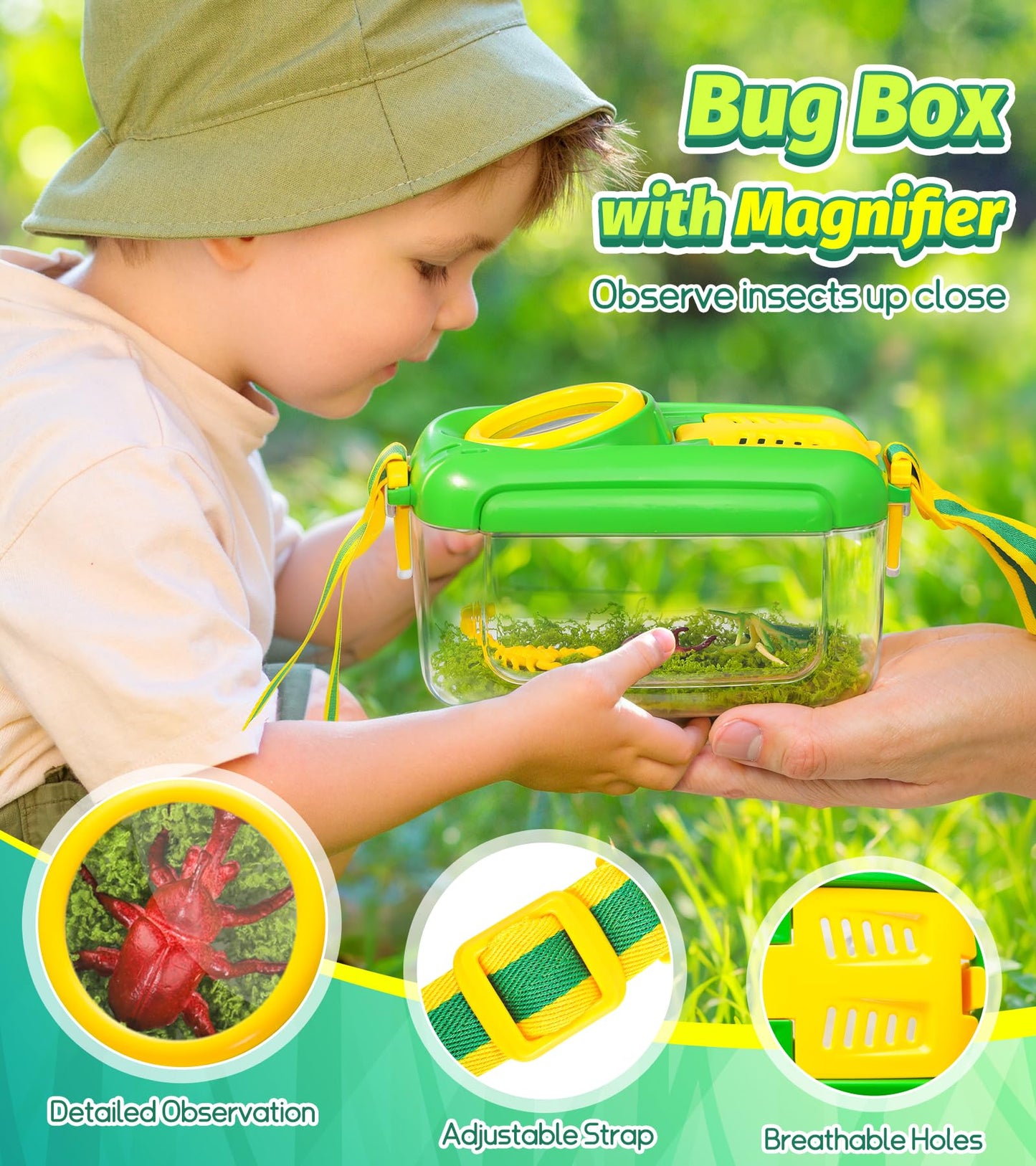 HAIMST Bug Catcher Kit for Kids – 17-Piece Outdoor Explorer Set with Magnifier, Net, and Tweezers