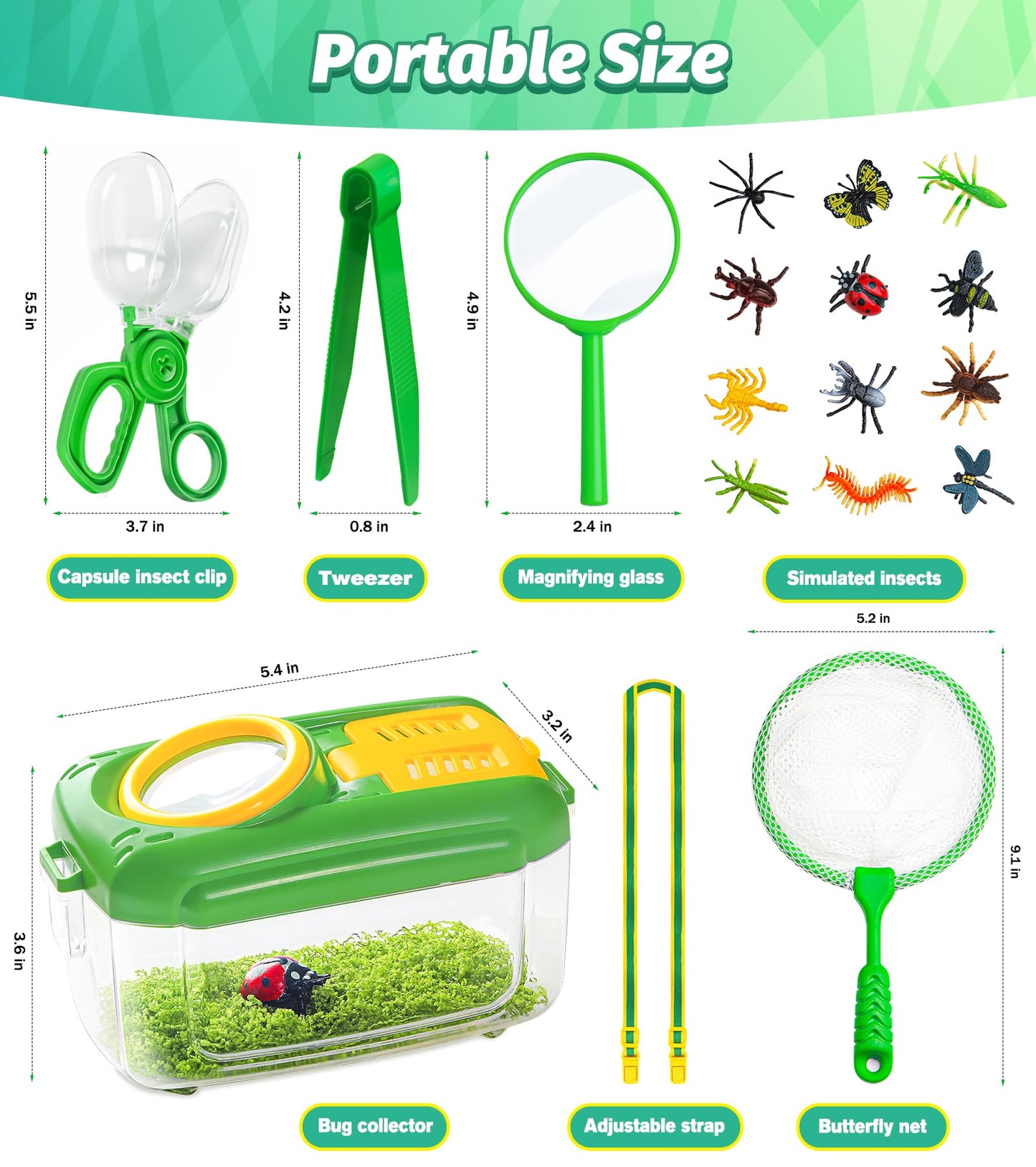 HAIMST Bug Catcher Kit for Kids – 17-Piece Outdoor Explorer Set with Magnifier, Net, and Tweezers