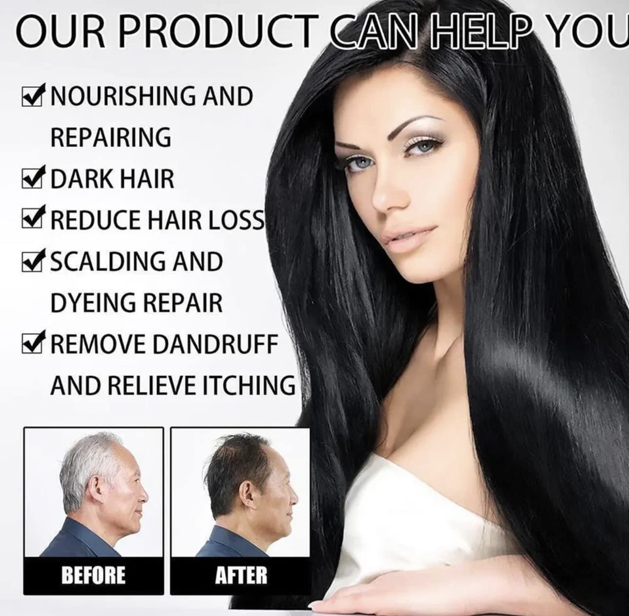 Hair Dye Color Shampoo – 7 Colors, 500mL (Black, Dark Brown, Chestnut Brown, Coffee, Dark Wine Red, Wine Red, Purple)