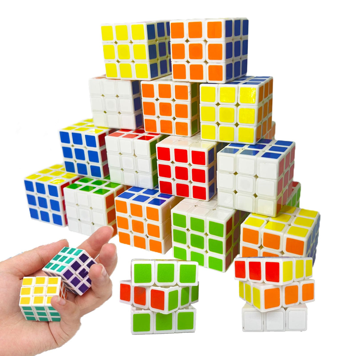 Hairy hand 48 Pack Mini Cube Puzzle – 1.18in 3x3 for Party Favors, Classroom Rewards, Gifts