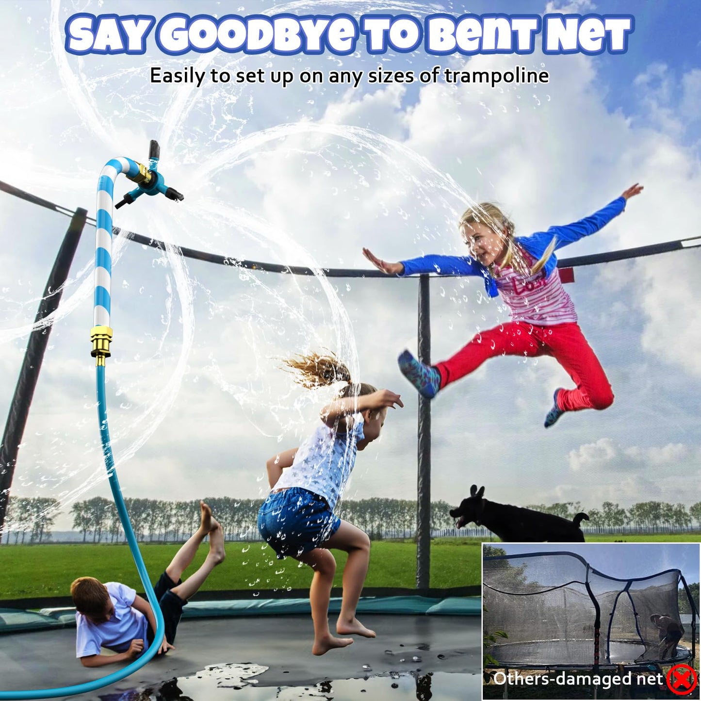 HaiSun Universal Trampoline Sprinkler – Net-Friendly 360° Water Play for Backyards