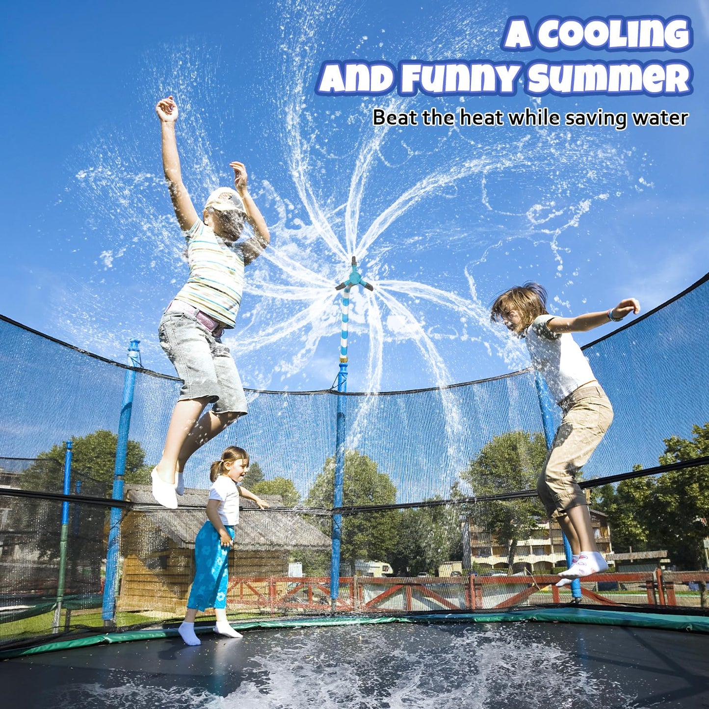 HaiSun Universal Trampoline Sprinkler – Net-Friendly 360° Water Play for Backyards