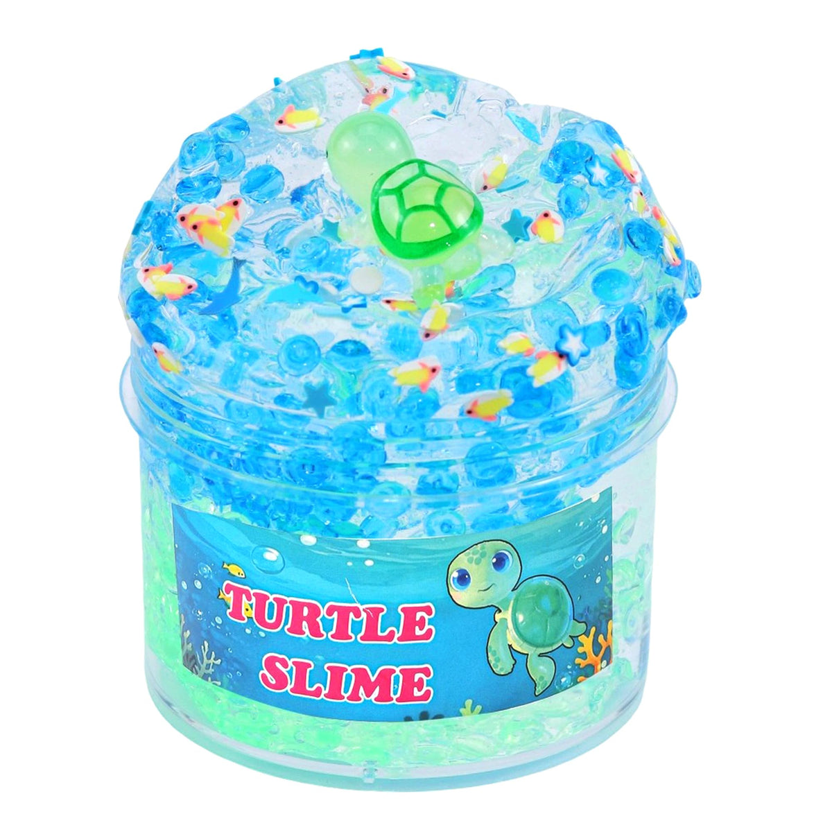 Clear Glitter Slime Kit with Turtle Toy | Crunchy Slime for Kids 6-14 | Haixforu