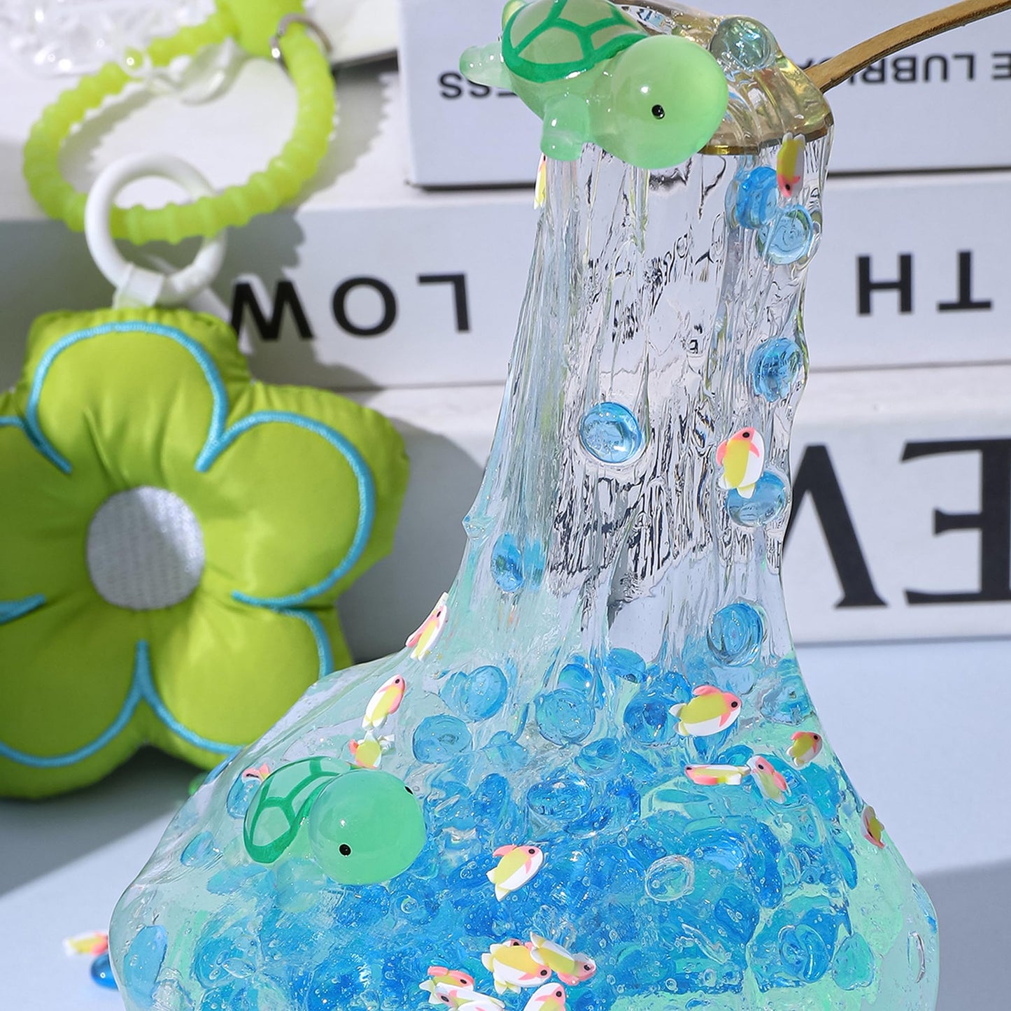 Clear Glitter Slime Kit with Turtle Toy | Crunchy Slime for Kids 6-14 | Haixforu