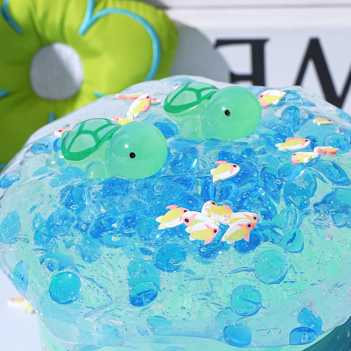 Clear Glitter Slime Kit with Turtle Toy | Crunchy Slime for Kids 6-14 | Haixforu