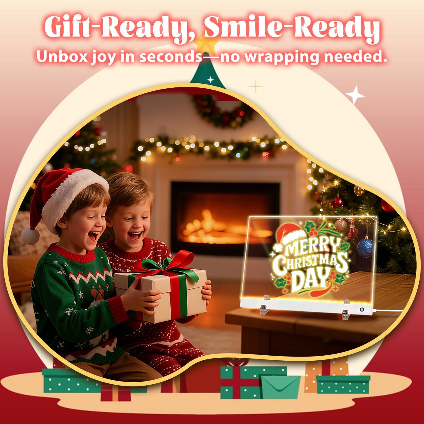 HAIZOGOKO 16-Inch LED Note Board - 7 Colors, 4 Modes, 16 Markers & Greeting Card