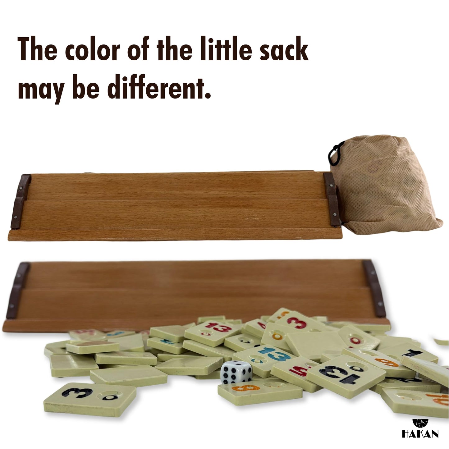 Hakan Turkish Okey Game Set — 4 Players, 106 Melamine Tiles, 4 Wooden Racks