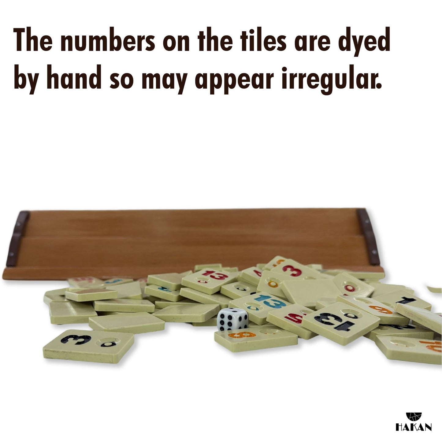 Hakan Turkish Okey Game Set — 4 Players, 106 Melamine Tiles, 4 Wooden Racks