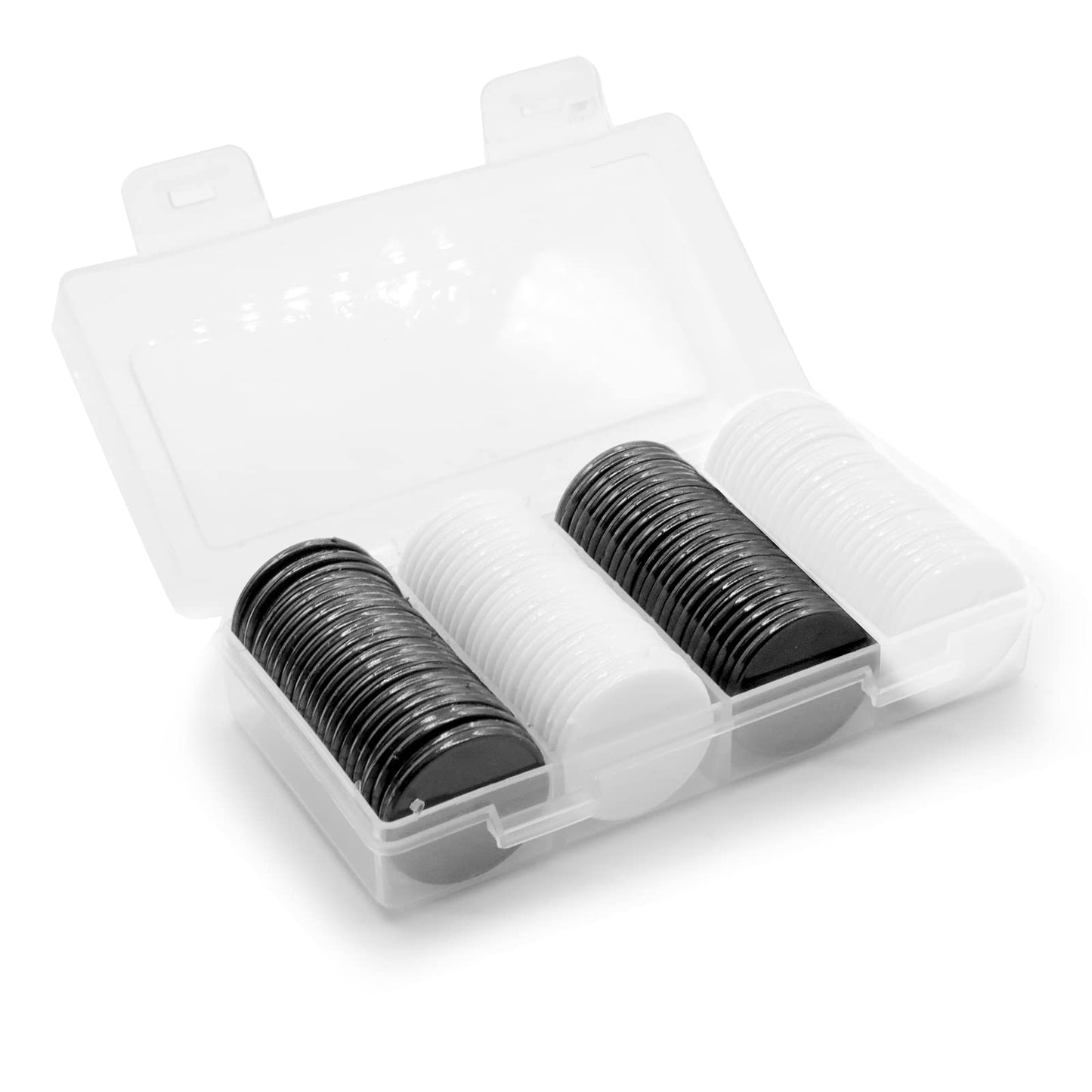 HAKITAROOM 100 Opaque Learning Counters Set with Storage Box – 1 inch, Black & White