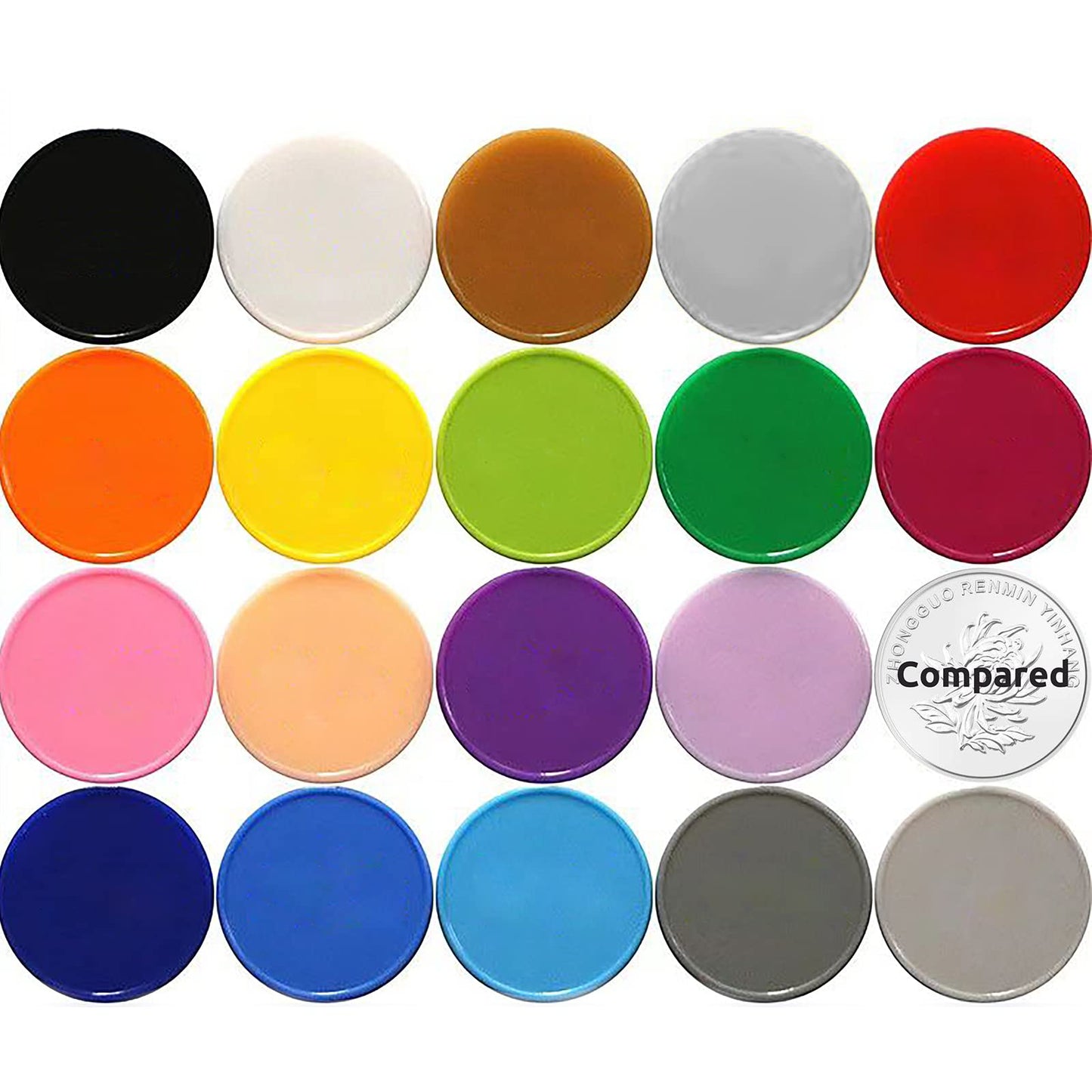 HAKITAROOM 100 Opaque Learning Counters Set with Storage Box – 1 inch, Black & White