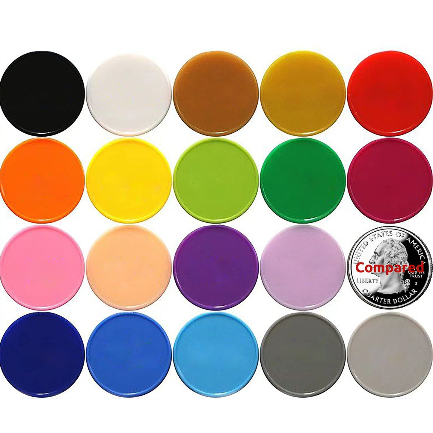 HAKITAROOM 100 Count Opaque Learning Counters Set 1 Inch with Storage Box Red Yellow Royal Blue Green