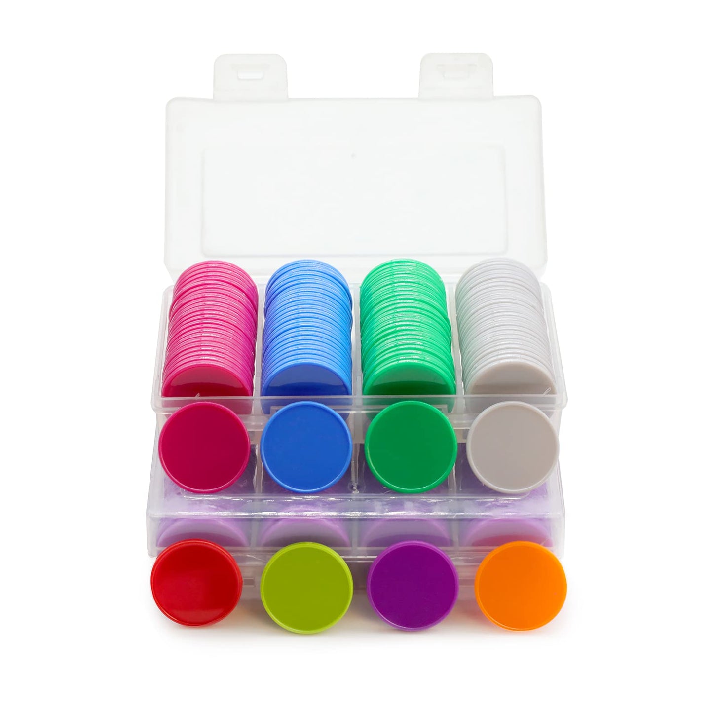 HAKITAROOM 100 Count Opaque Learning Counters Set 1 Inch with Storage Box Red Yellow Royal Blue Green