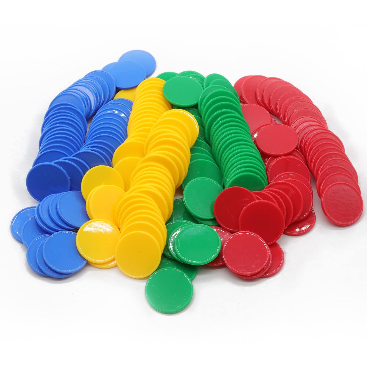HAKITAROOM 100 Count Opaque Learning Counters Set 1 Inch with Storage Box Red Yellow Royal Blue Green