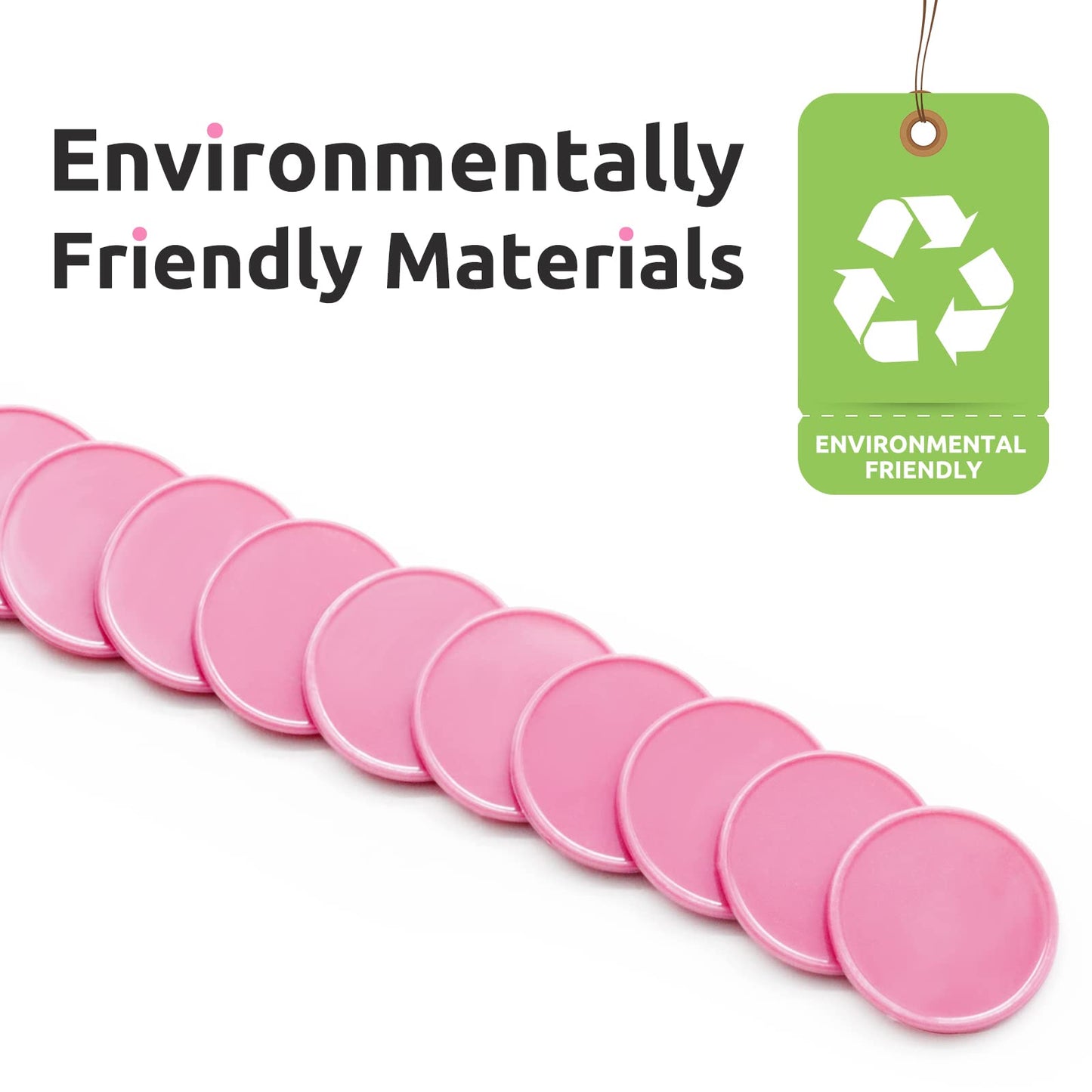 HAKITAROOM 100-Piece Pink Opaque Learning Counters – 1.26-Inch Plastic Chips with Storage Box