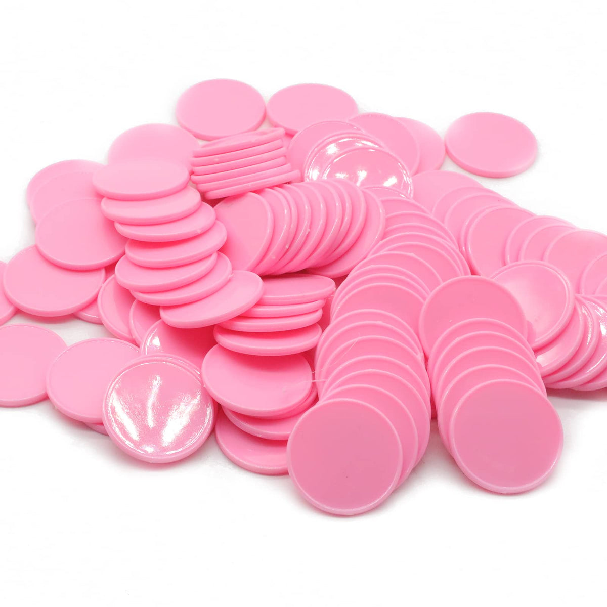 HAKITAROOM 100-Piece Pink Opaque Learning Counters – 1.26-Inch Plastic Chips with Storage Box