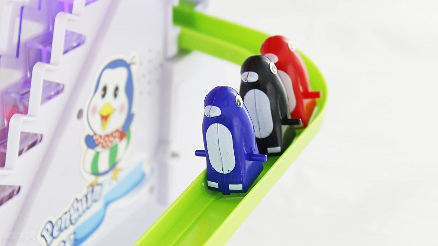 Haktoys Arctic Fun Penguin Slide Set – Interactive Stair-Climbing Penguins with Music On/Off Switch