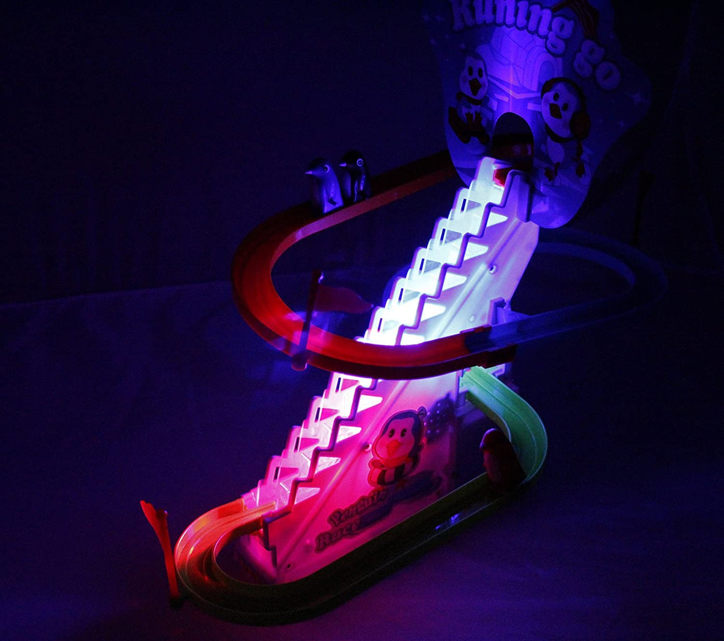 Haktoys Arctic Fun Penguin Slide Set – Interactive Stair-Climbing Penguins with Music On/Off Switch