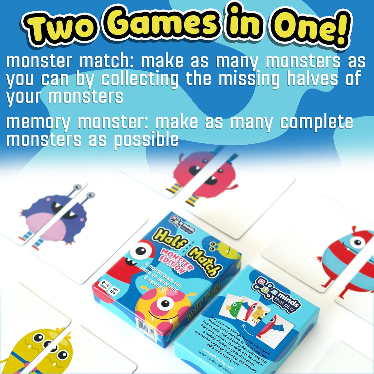 Half Match Minds That Play Monster Edition – Back-to-School Memory Card Game for Kids 4–9