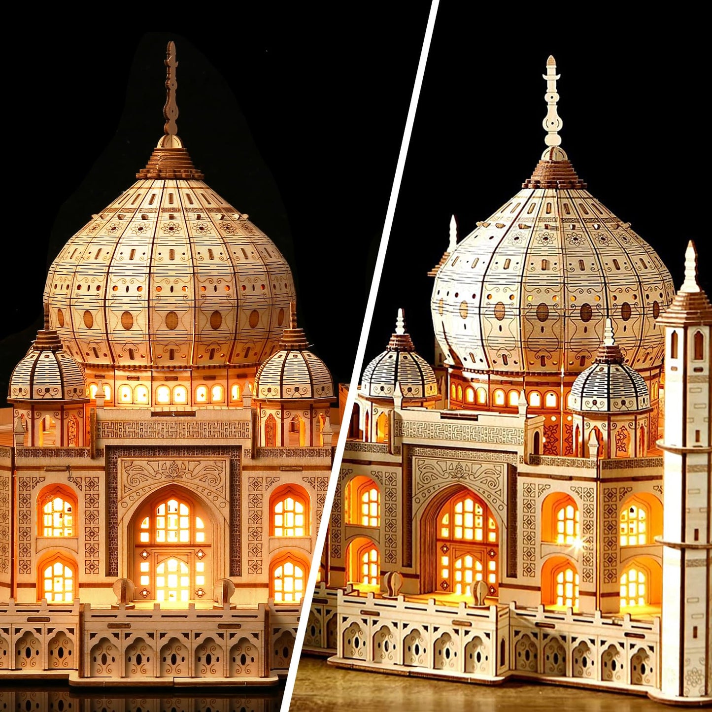 Hallisun 3D Taj Mahal Puzzle with LED Light – Self-Assembly, 388 Pieces