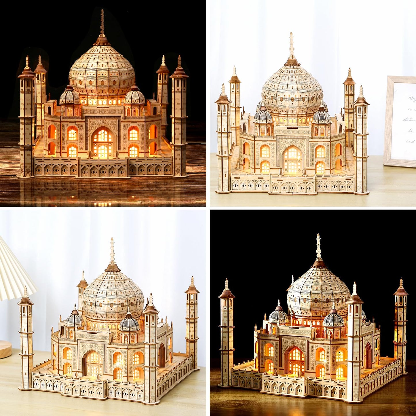 Hallisun 3D Taj Mahal Puzzle with LED Light – Self-Assembly, 388 Pieces