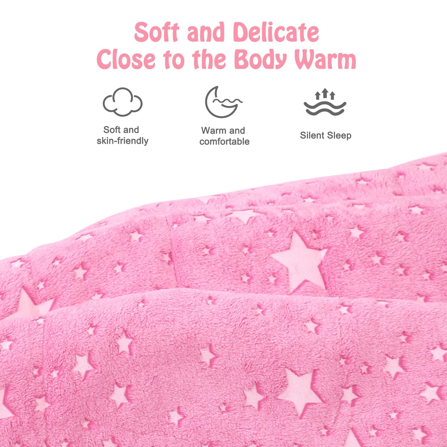 Hallo Bunny Kids Sleeping Bag with Pillow — Glow-in-the-Dark Stars, 63 x 29