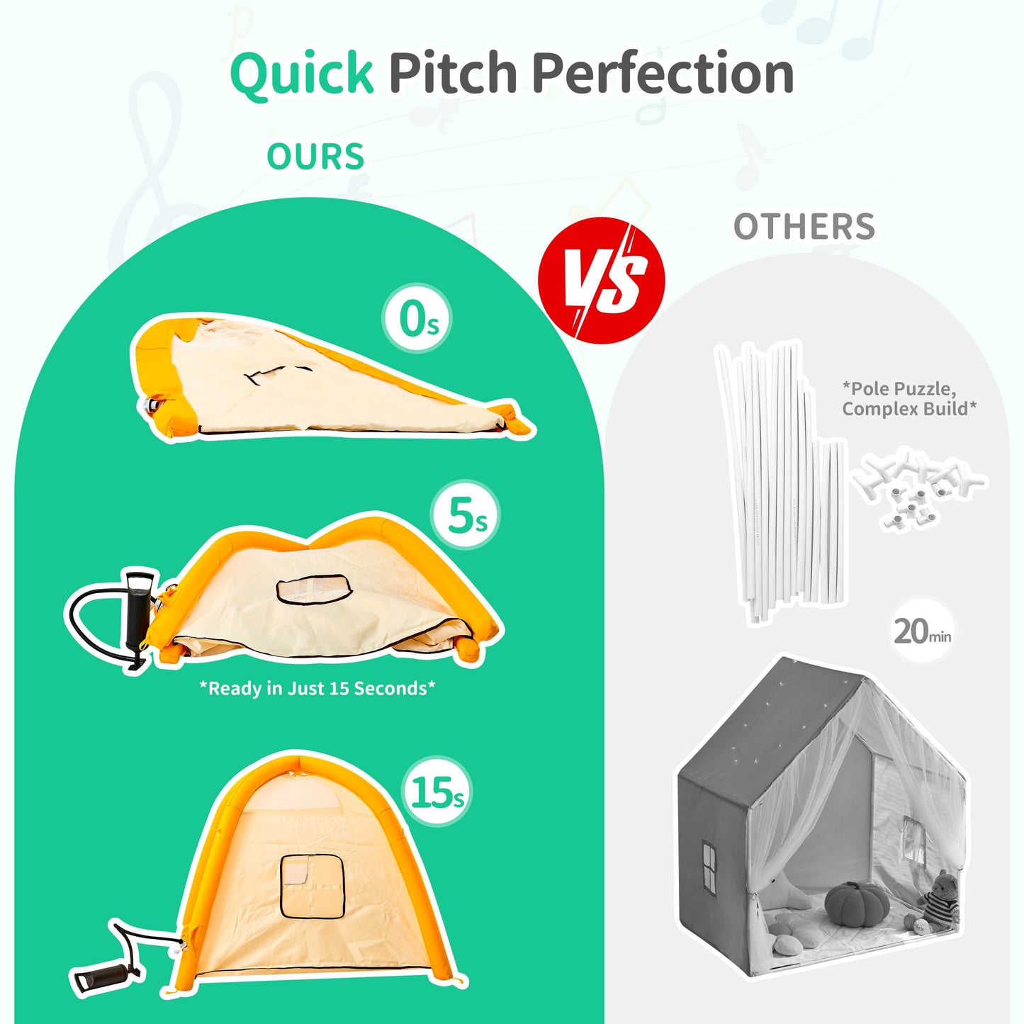 HalloDeer Kids Play Tent with Star Lights – Inflatable Indoor/Outdoor Dome, 51x51x43 in
