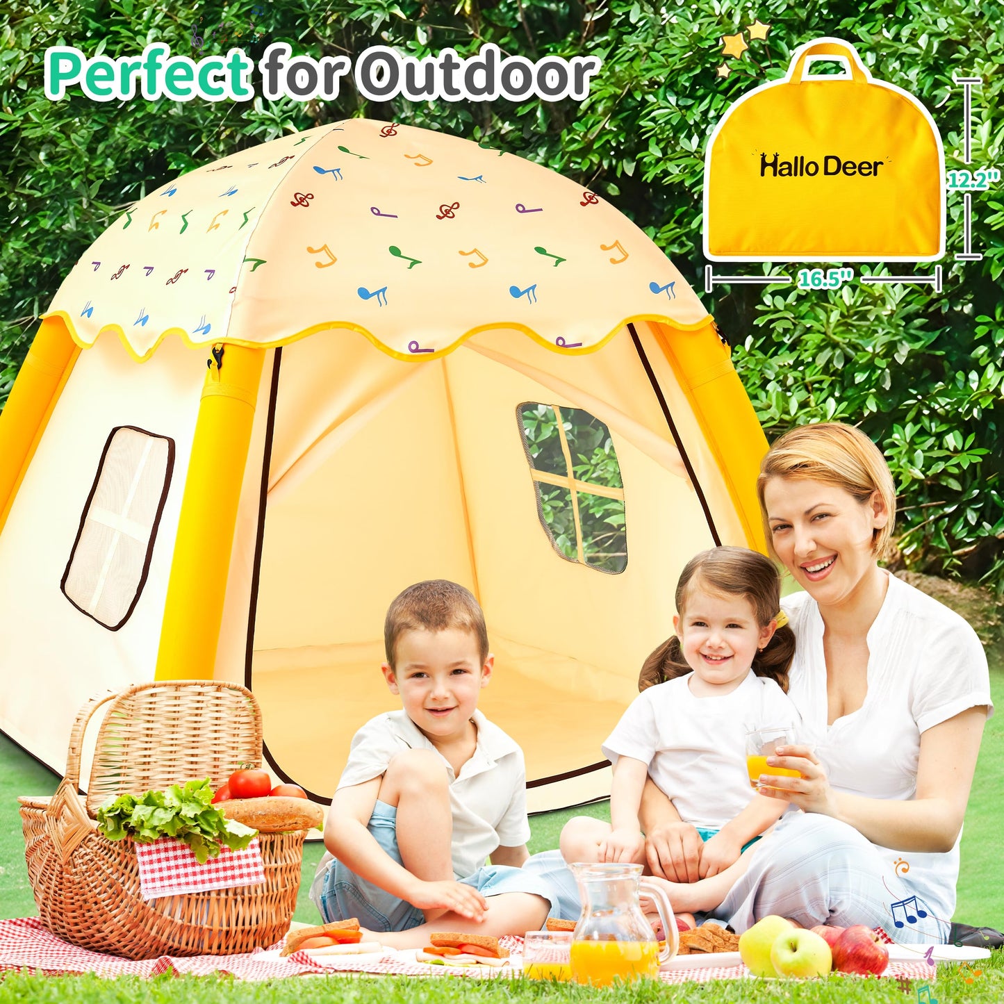 HalloDeer Kids Play Tent with Star Lights – Inflatable Indoor/Outdoor Dome, 51x51x43 in