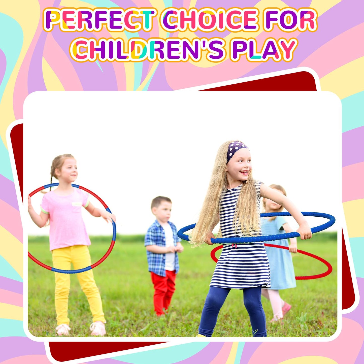 Halloscume 6 Pcs Exercise Hoop Set Detachable 28-Inch Fitness Rings for Teens & Adults