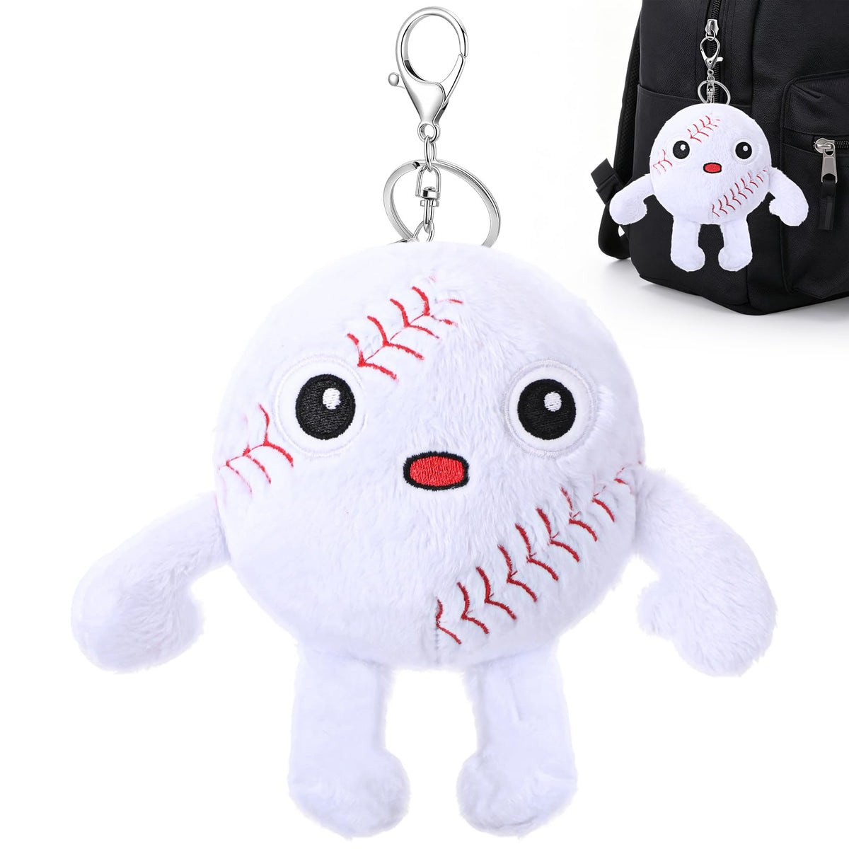 Halloscume Baseball Plush Keychain 4 Inch Soft Toy for Backpacks and Gifts