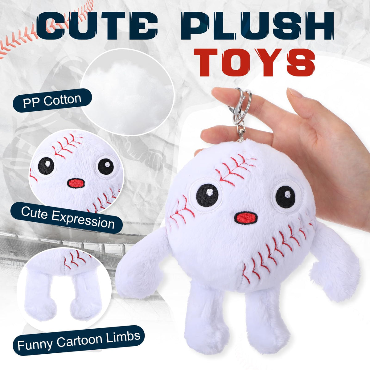 Halloscume Baseball Plush Keychain 4 Inch Soft Toy for Backpacks and Gifts