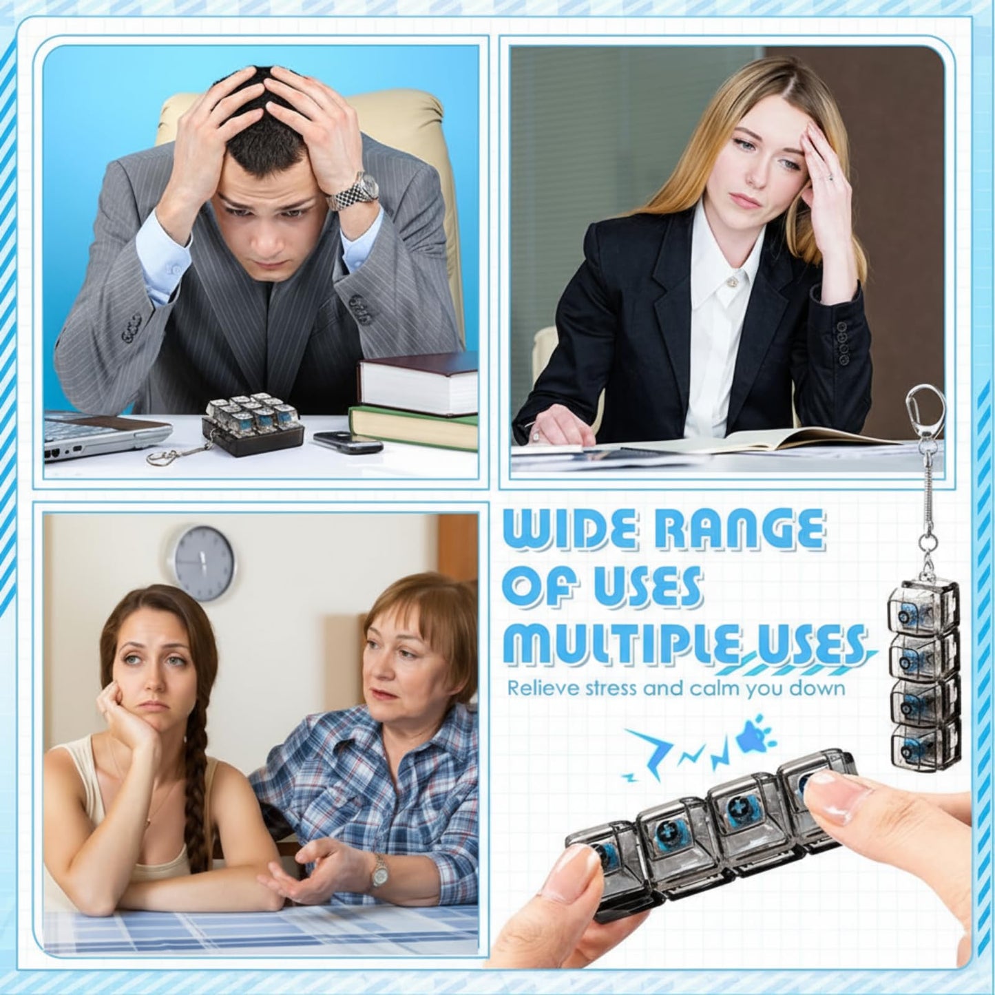 Halloscume 5 Pcs Keyboard Fidget Clicker Set — 5 Styles, Portable Keychain Stress Relief