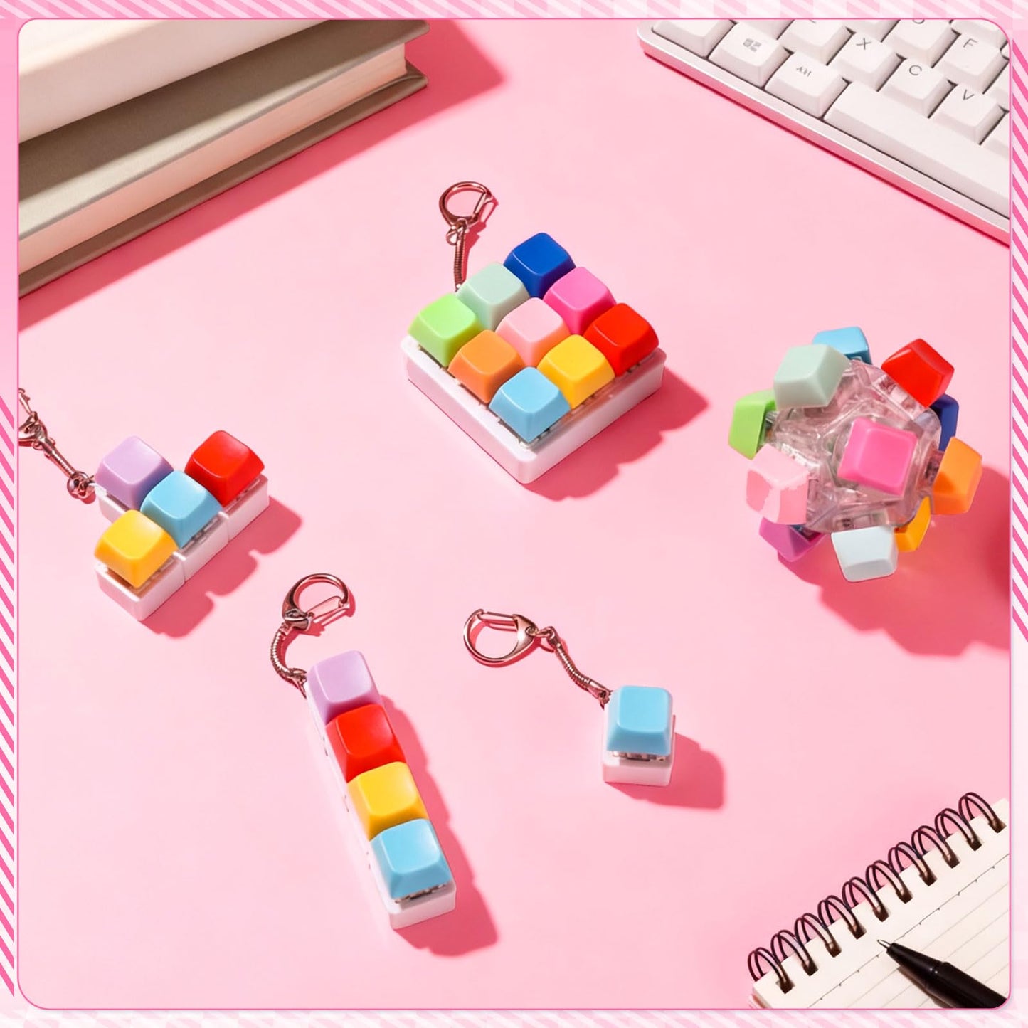 Halloscume 5 Pcs Keyboard Fidget Clicker Set – 5 Styles Candy Colors