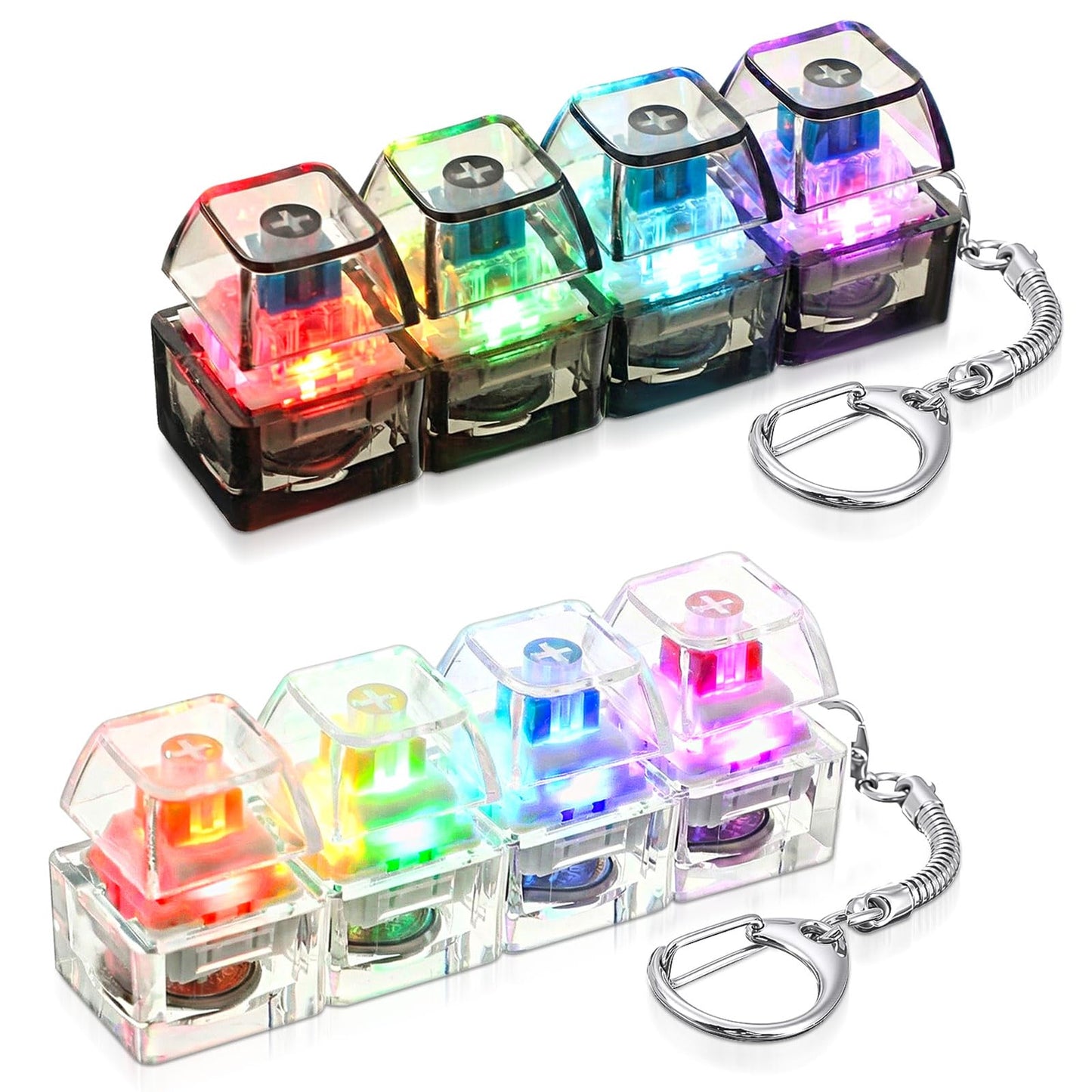 Halloscume 2-Pack 4-in-1 Keyboard Fidget Clicker Toy with LED Light — Silent & Loud