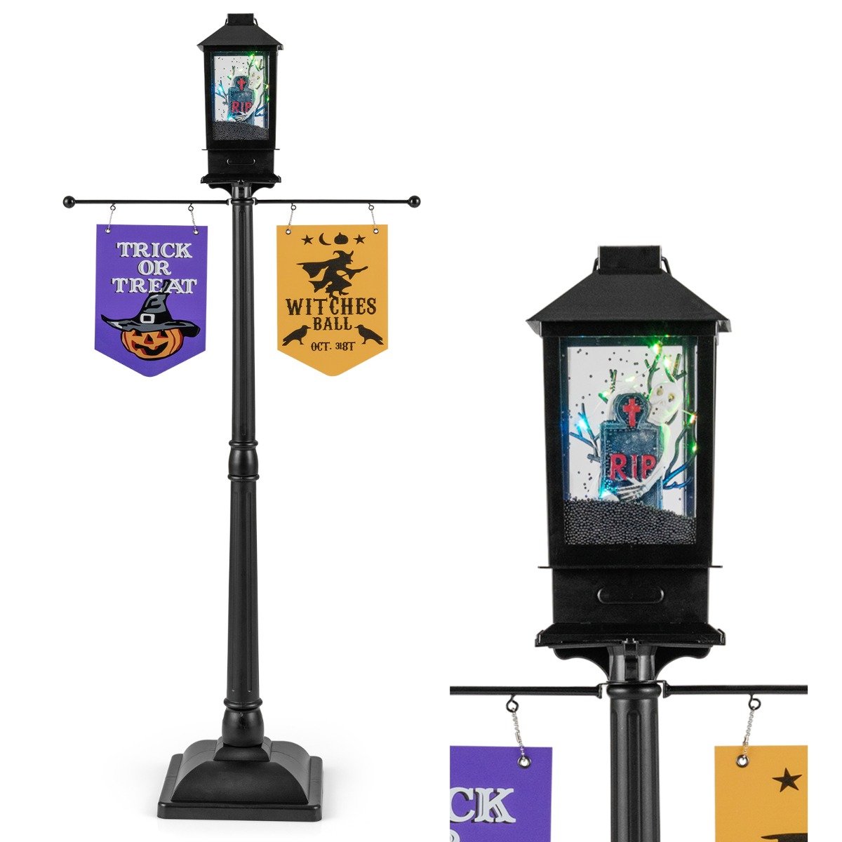 156 CM Halloween Lamp Post Sound-Activated Halloween Street Lamp-Black