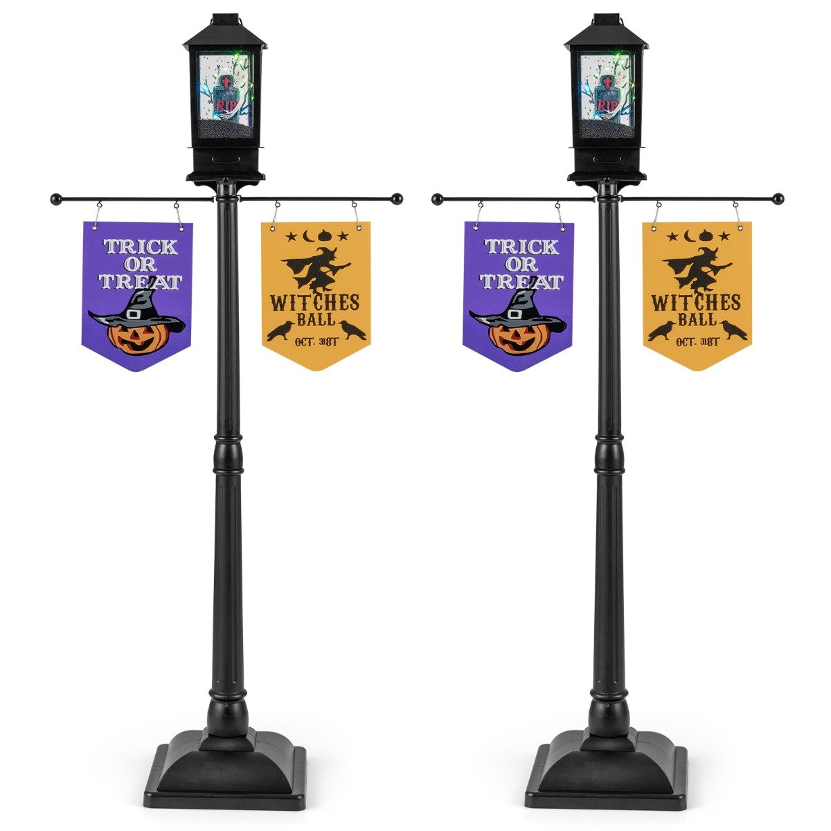 156 CM Halloween Lamp Post Sound-Activated Halloween Street Lamp-Black