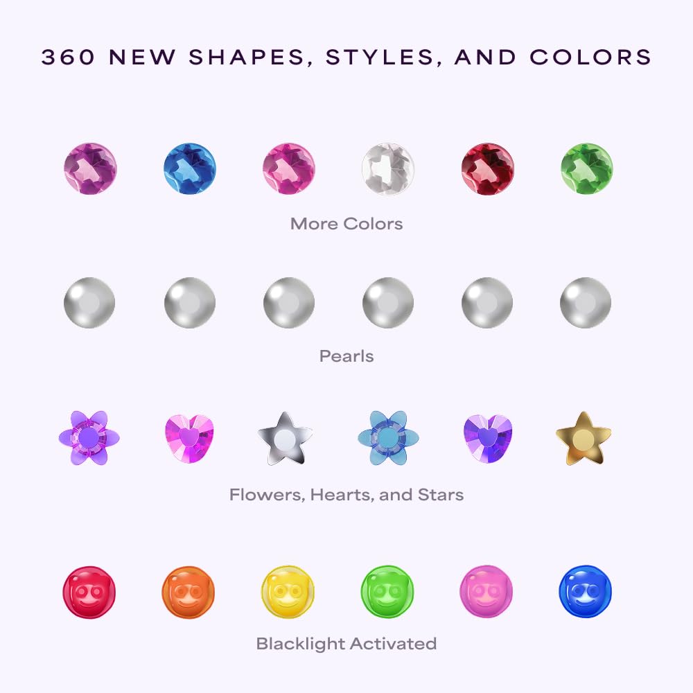 Hally Hair 360 Refill for Hair Gems – Multicolored Adhesive Jewels (No Stamper) – Blacklight Glow