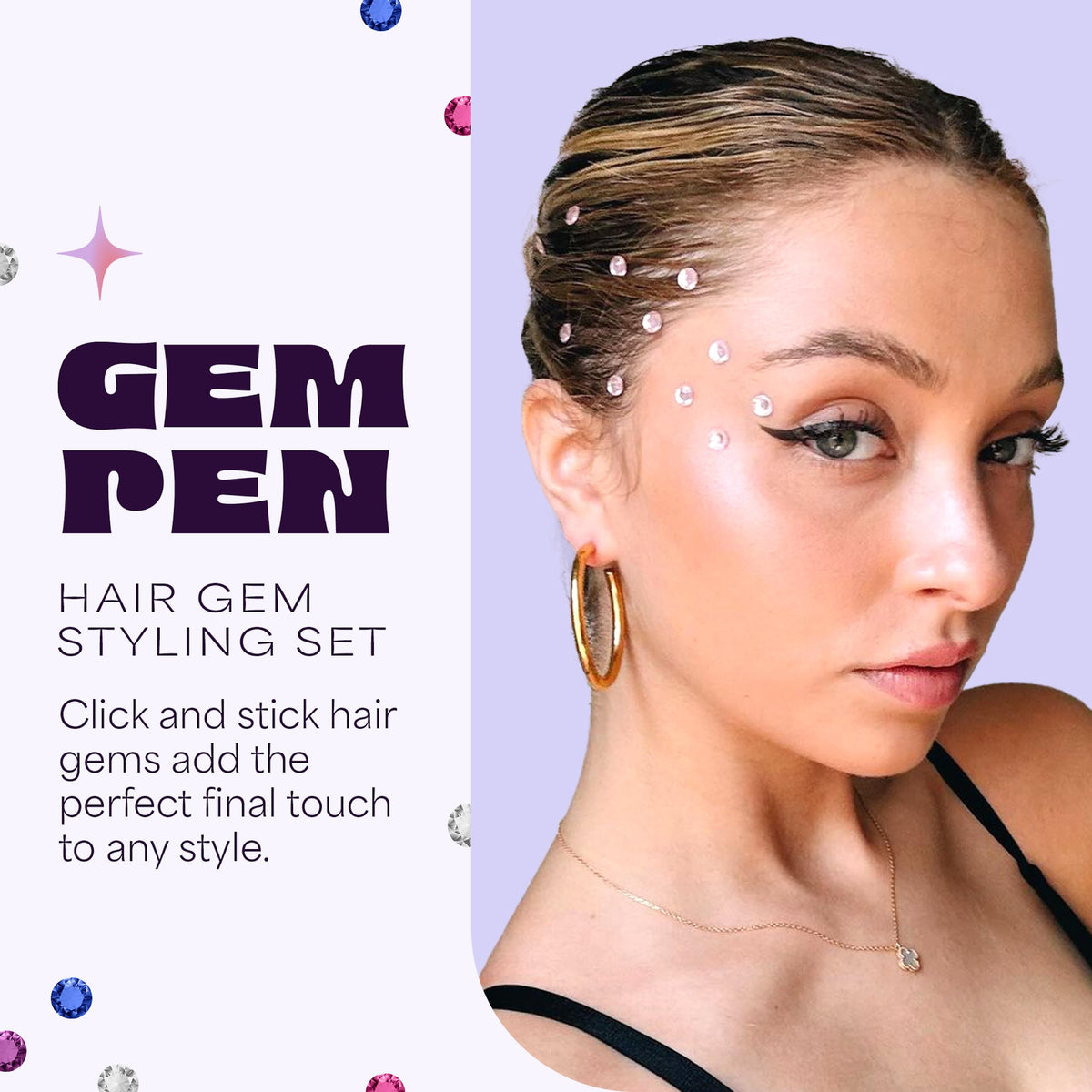 Hair Gem Pen for Girls by Hally Hair – 240 Gems & Stamper Tool