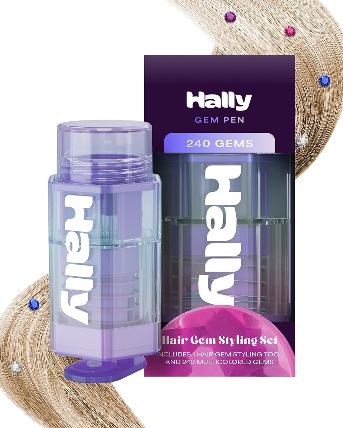 Hair Gem Pen for Girls by Hally Hair – 240 Gems & Stamper Tool