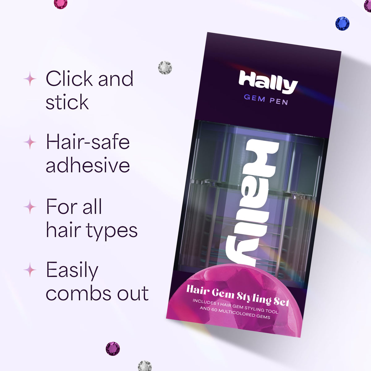 Hair Gem Pen for Girls by Hally Hair – 240 Gems & Stamper Tool