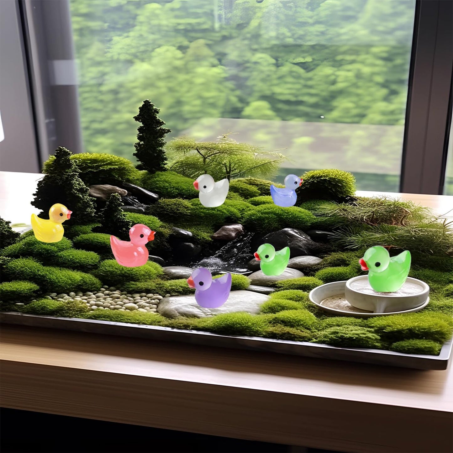 HAMIYELL 36 Glow-in-the-Dark Tiny Ducks – Mini Resin Garden & Dollhouse Decor