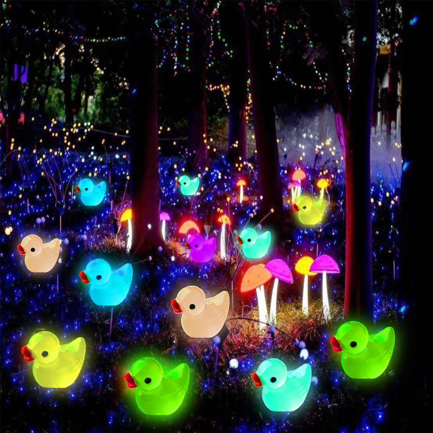 HAMIYELL 36 Glow-in-the-Dark Tiny Ducks – Mini Resin Garden & Dollhouse Decor