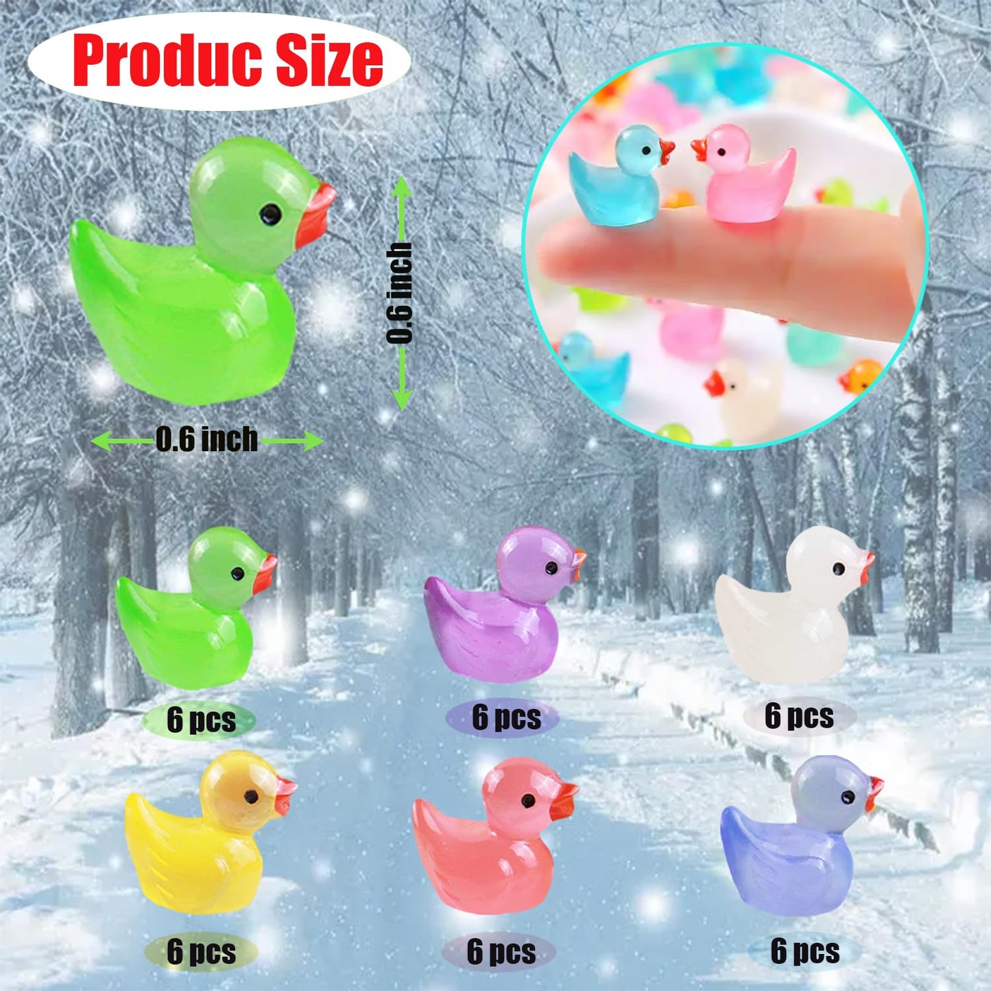 HAMIYELL 36 Glow-in-the-Dark Tiny Ducks – Mini Resin Garden & Dollhouse Decor