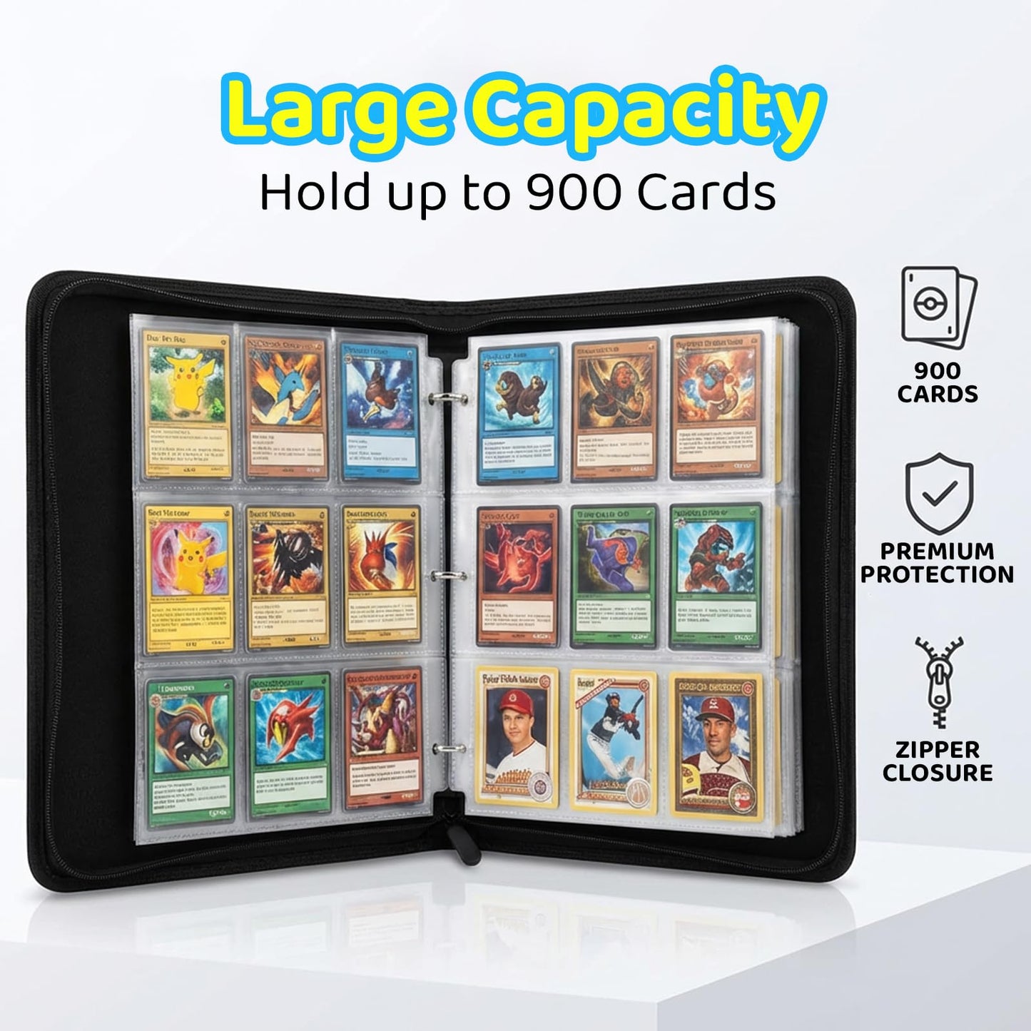 HAMKOT Zipper Cards Binder – 900-Pocket Premium Album for MTG, TCG & Sports Cards